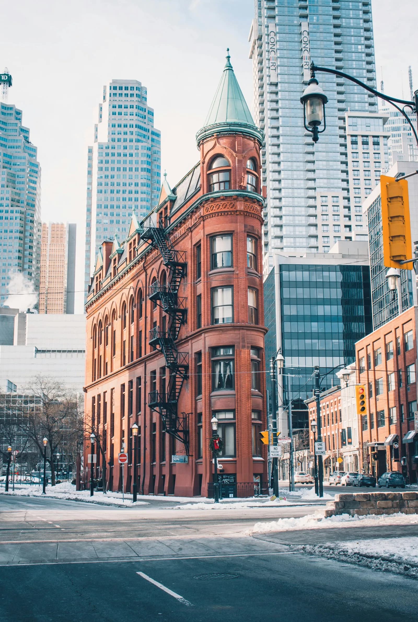 People walking through a Canadian city street