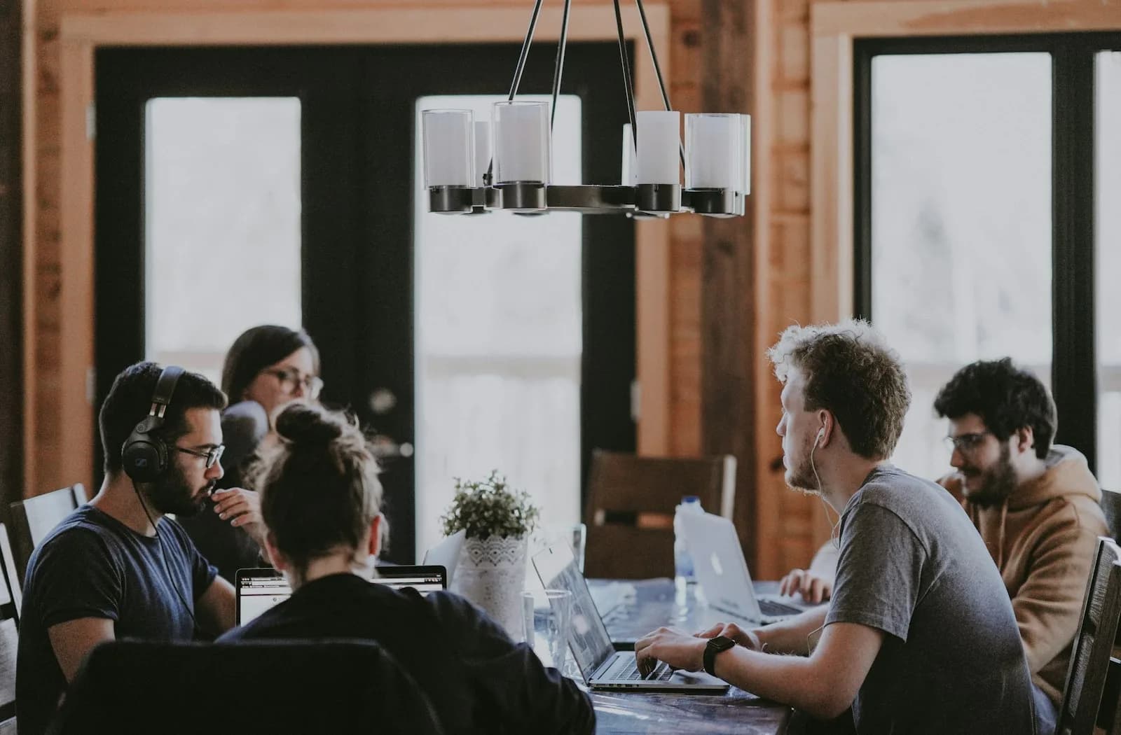 Professionals collaborating around a table